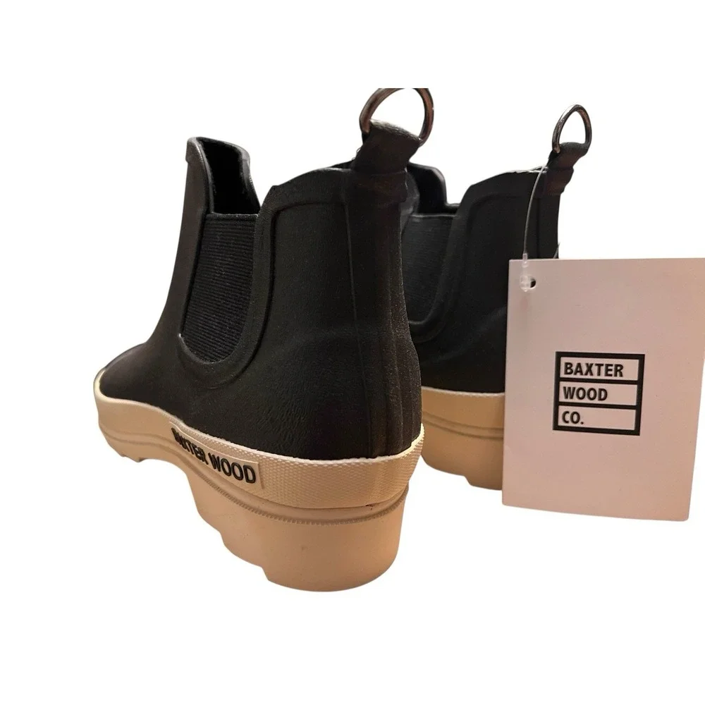 BAXTER WOOD Unweathered Black W/ White Sole Chelsea Woman's‎ Boots SIZE 9 NIB!!!